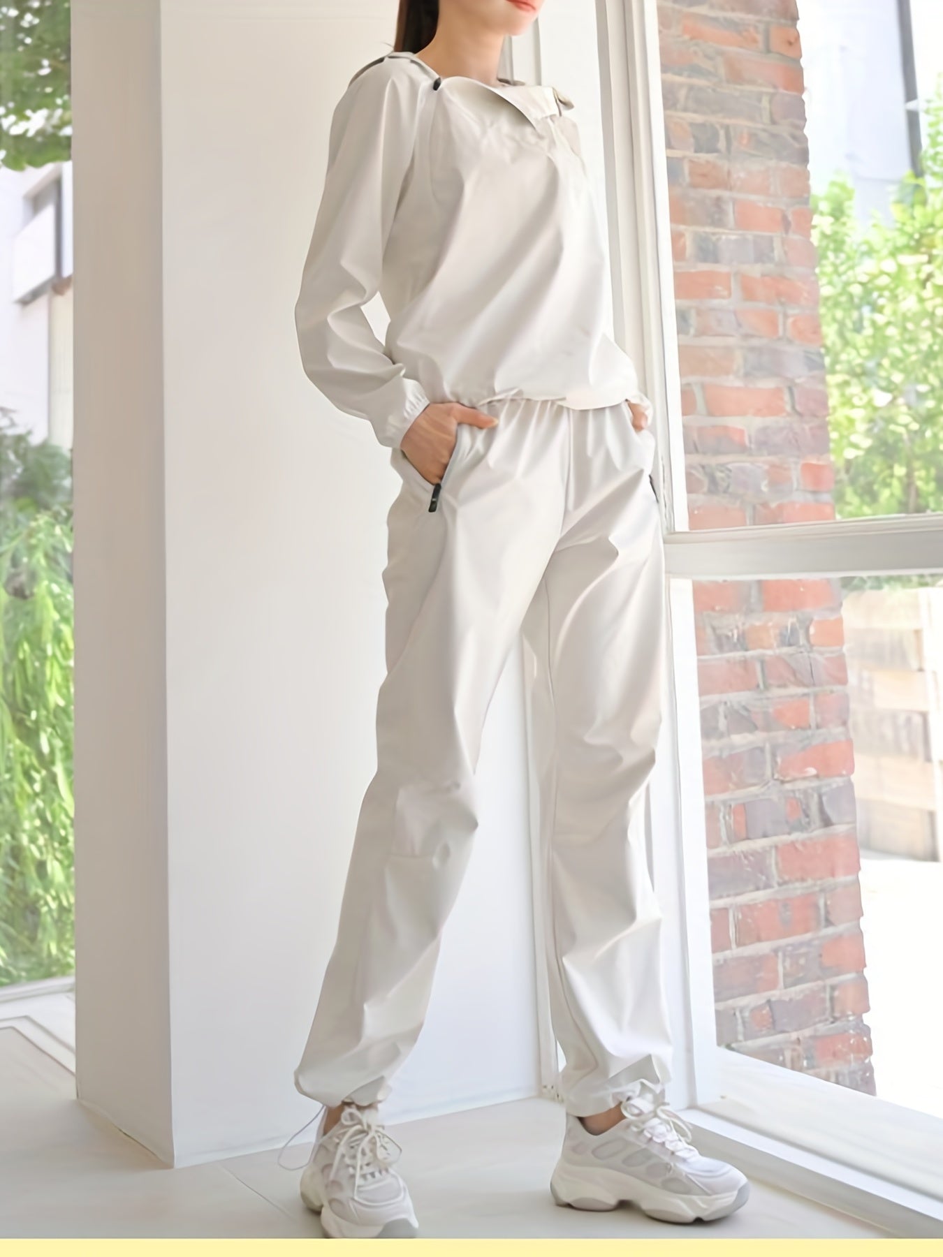 2pcs Sweat Sports Sets Slimming Weight Loss Sweating Jacket Top & Sweating Pants