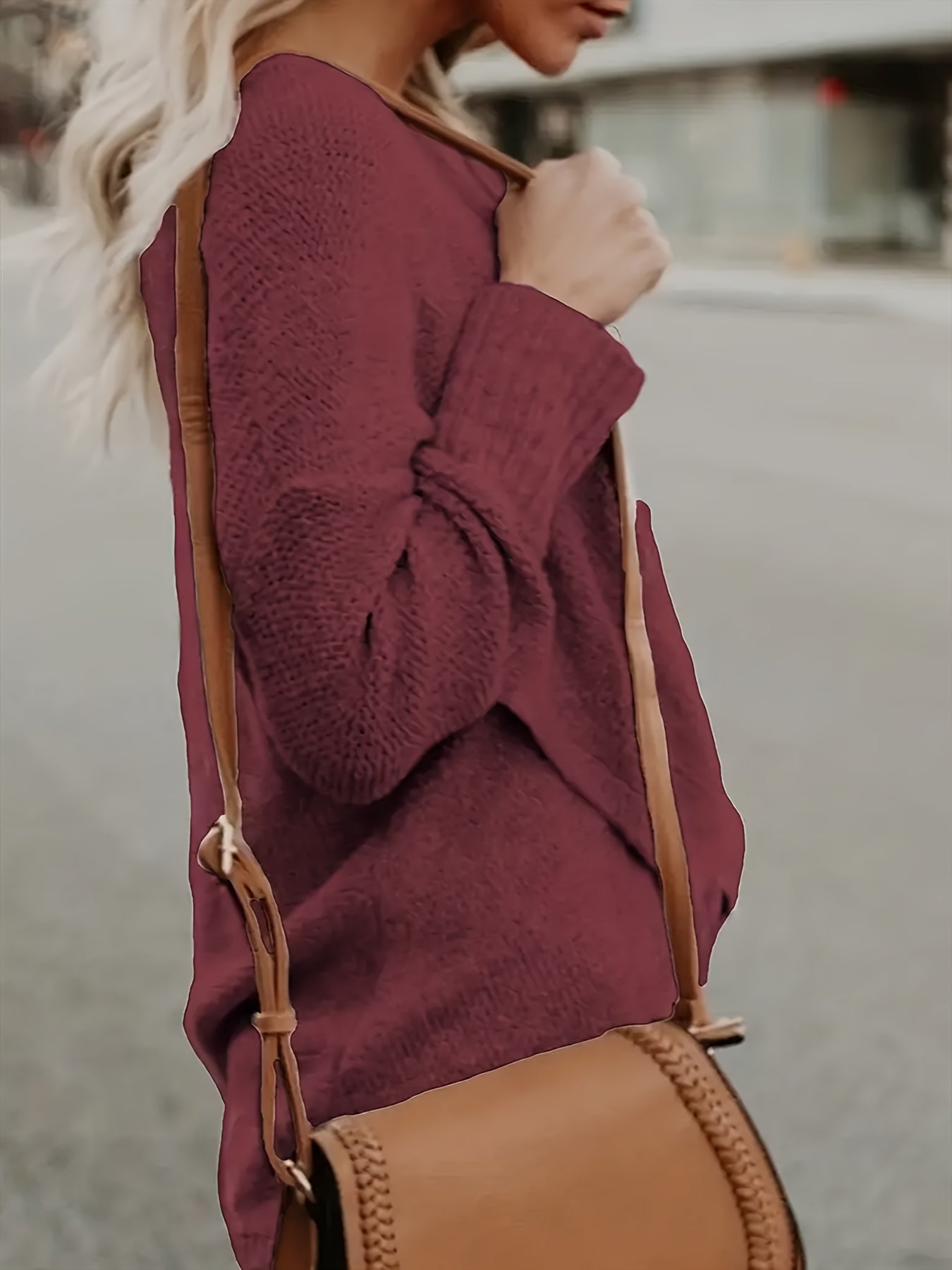  Casual Sweater Women's Plus Solid Long Sleeve Surplice Neck Jumper