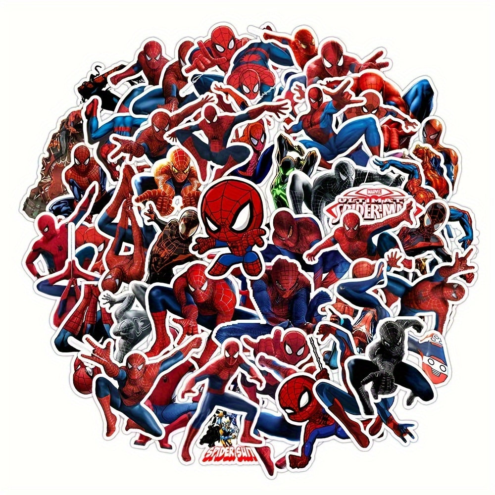 50pcs Spider Man Waterproof Stickers Mixed Colors DIY Superh