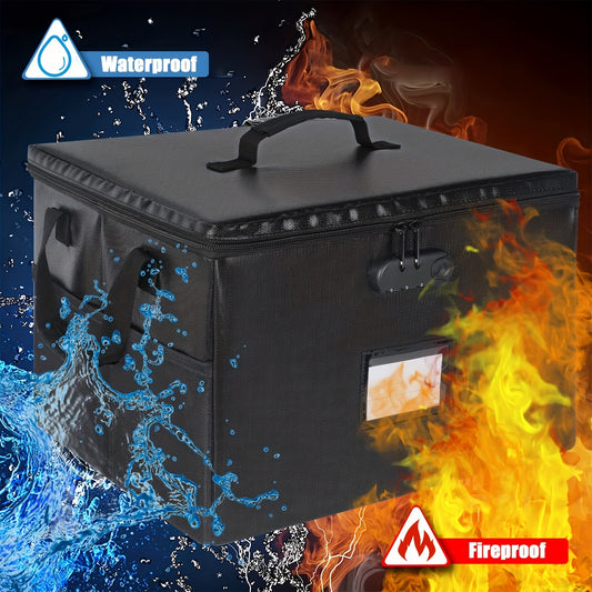 Fireproof Document Box Water Resistant File Organizer Box