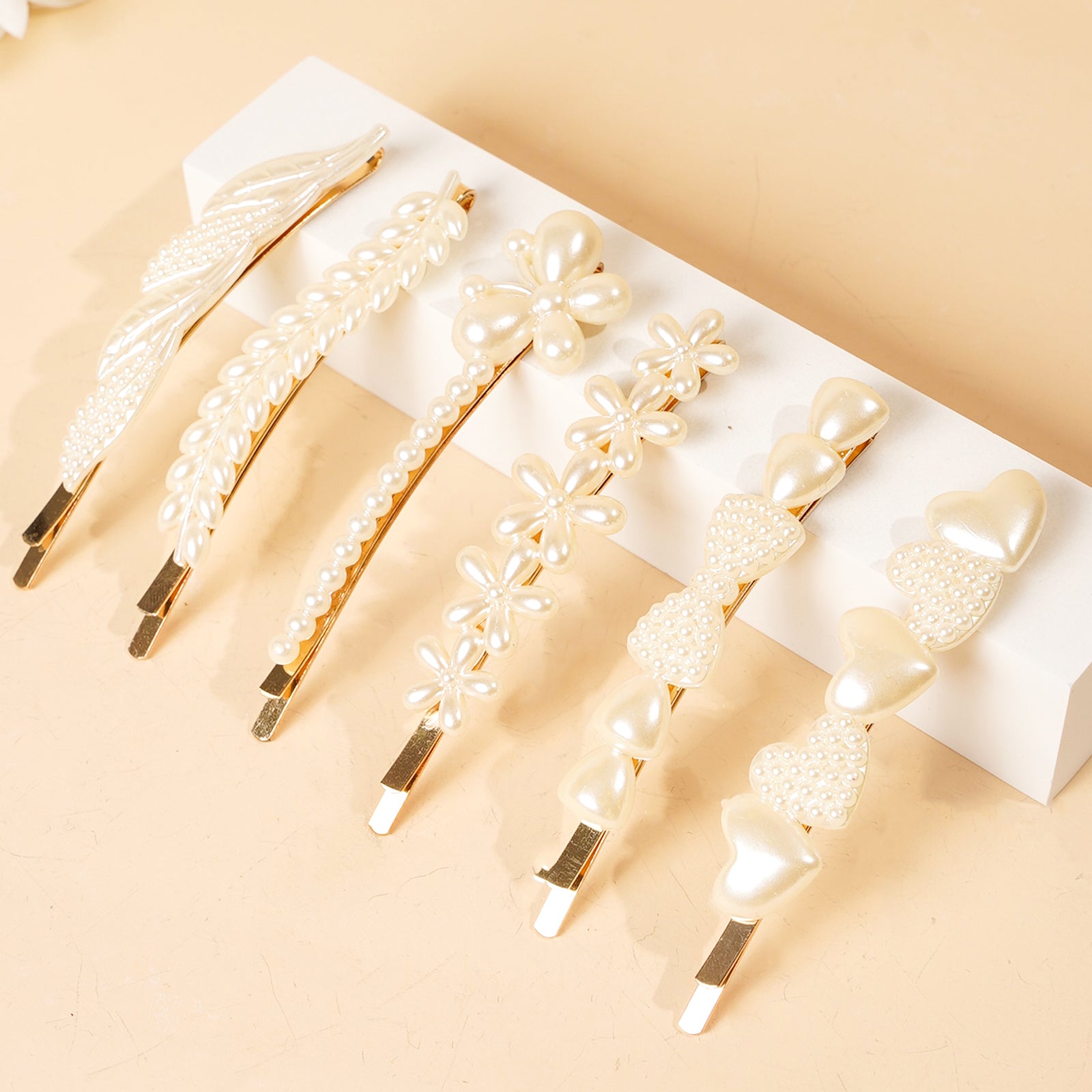 6pcs Faux Pearl Hair Clip Barrette Hair Accessories
