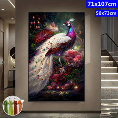 DIY Cross Stitch Kit Peony Peacock Pattern Embroidery 11CT Printed Canvas