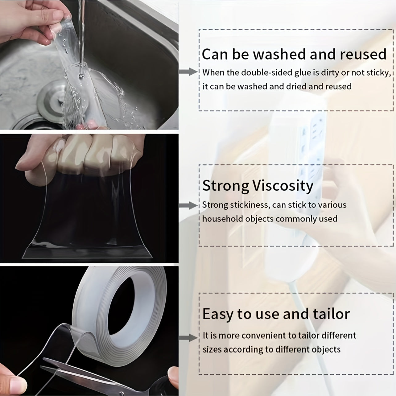 Nano Tape Transparent Double-sided Adhesive for School Office Home