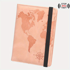 Map Pattern RFID Blocking Passport Holder With Card Slot