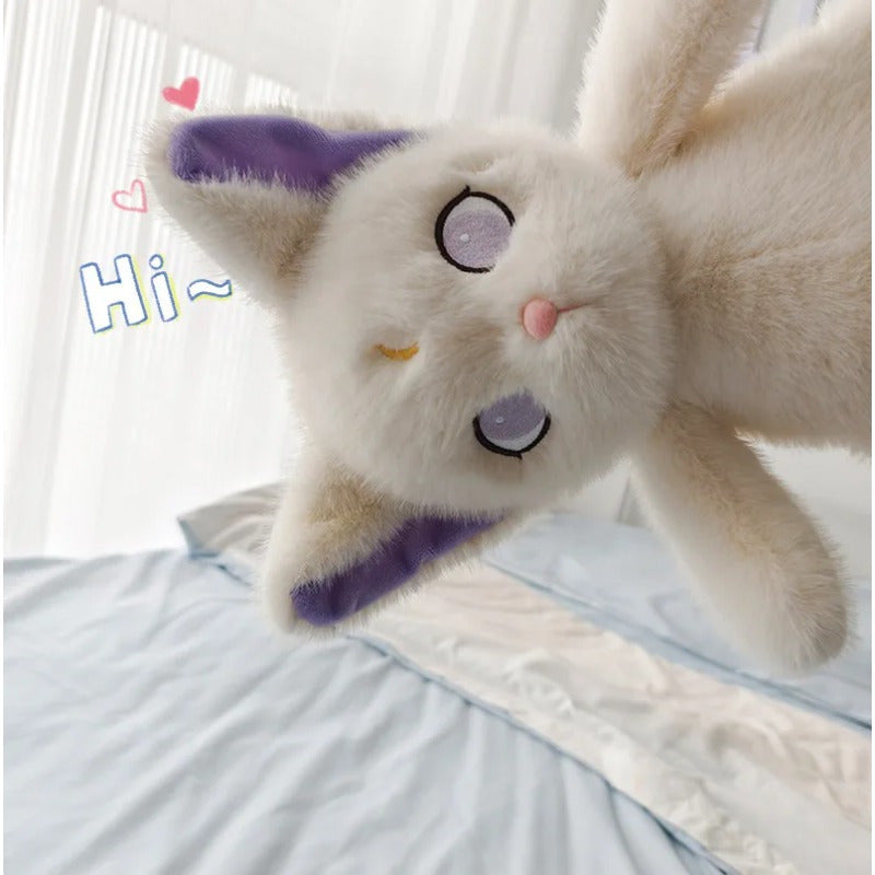 Cartoon Plush Toy Purple Ears Soft Polyester Stuffed Animal Mixed Colors