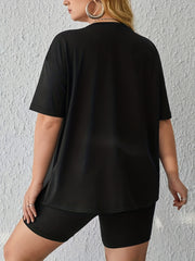 Faith & Cross Print 2pc Set Crew Neck T Shirt & Shorts Women's Outfit