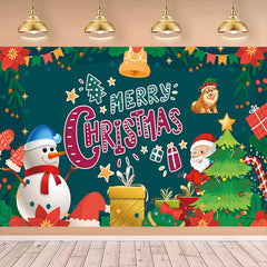 Cute Christmas Party Background Cloth - Snowman & Santa Claus