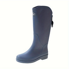 Long Tube Solid Water Boots Casual Wear Resistance Non Slip Rain Shoes