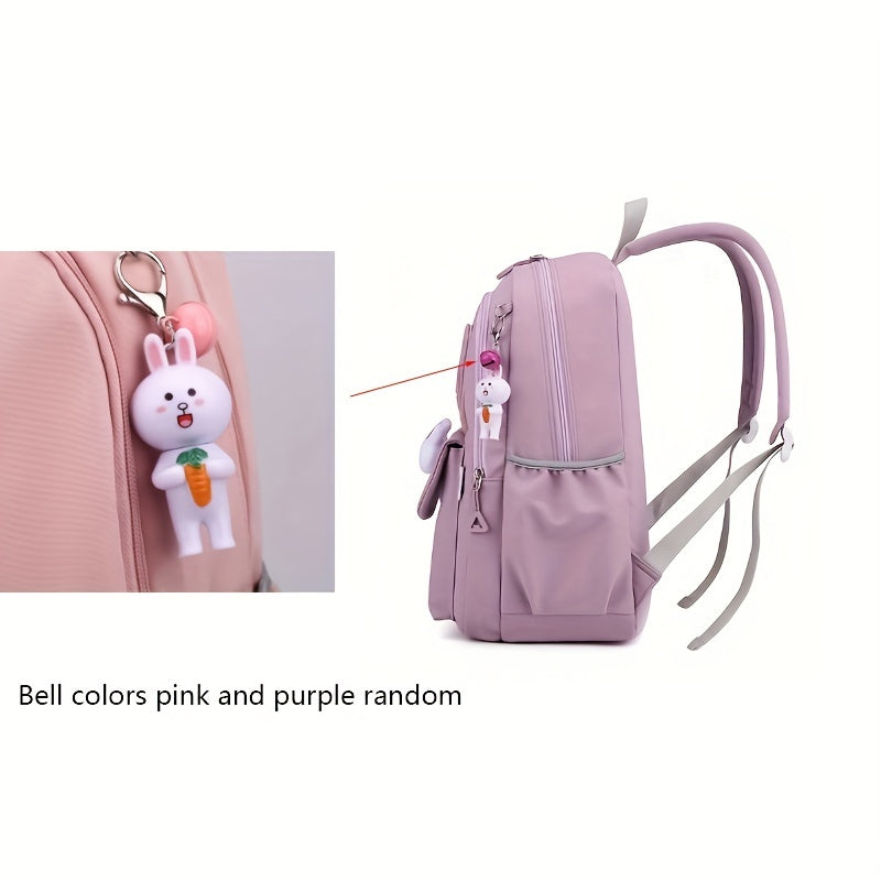 Large Capacity Rabbit Ears Backpack for School Students with Pendant & Badge