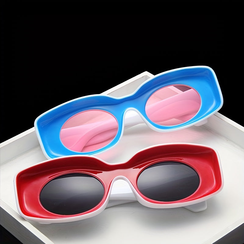 Rectangular Frame Sunshade Sunglasses UV Protection Vintage Hip Hop Eyewear