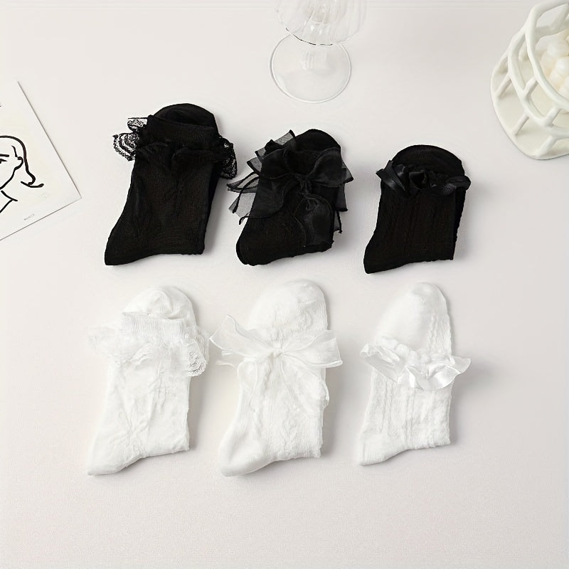 6 Pairs 3D Ruffle Socks Women's Stockings Hosiery
