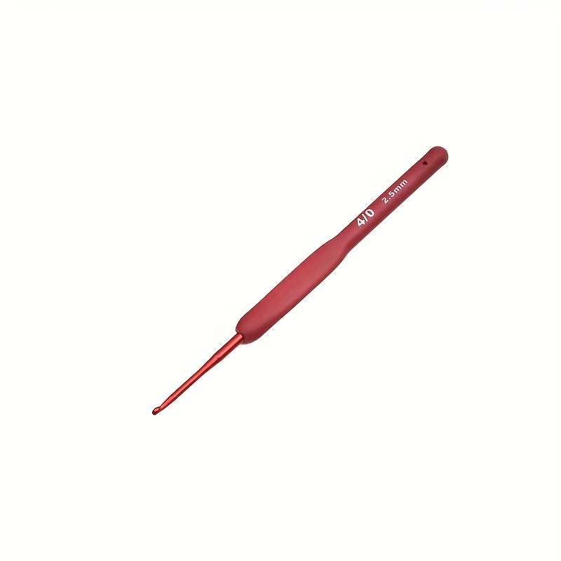 1pc Aluminum Crochet Hook Weaving Sweater Soft Rubber Red 2mm 6mm