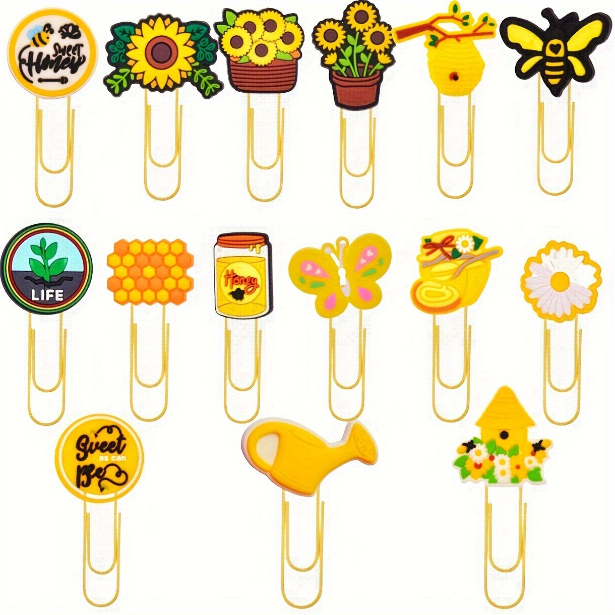 15pcs Yellow Paperclips Office Supplies Bookmark Pliers Desk Stationery Gift