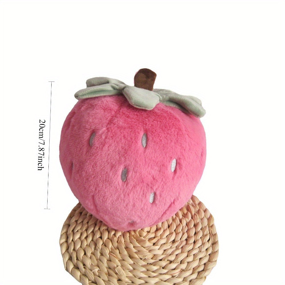 Soft Strawberry Plush Toy Fruit Doll with Green Leaves