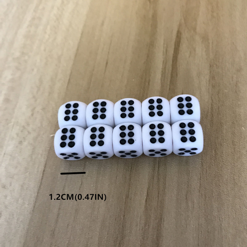 10pcs Acrylic Mahjong Dice Set, Red Dots, Rounded Corner, 10mm, 12mm, 16mm