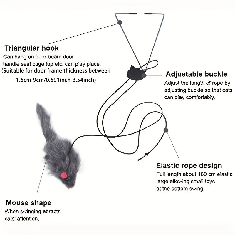 Interactive Door Hanging Cat Toy with Mouse Teaser