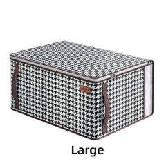 Large Storage Bag Houndstooth Zipper Organizer Blanket