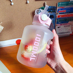 1L Sports Water Bottle With Straw BPA Free Large Portable Water Cup
