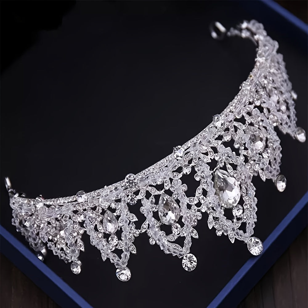 Silvery Rhinestone Crystal Crown Headband Princess Crown