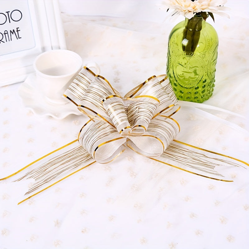 10pcs Drawstring Ribbon Bows for Gifts, Weddings, Christmas