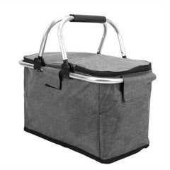 30L Insulated Picnic Basket Foldable Grocery Set Waterproof Lining