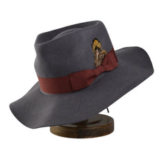 Pure Wool Felt Hat Monochrome Tweed Spell Cap Belt With Accessories