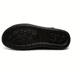 Men's Vintage Leather Slide Sandals Hook and Loop Casual Walking Shoes