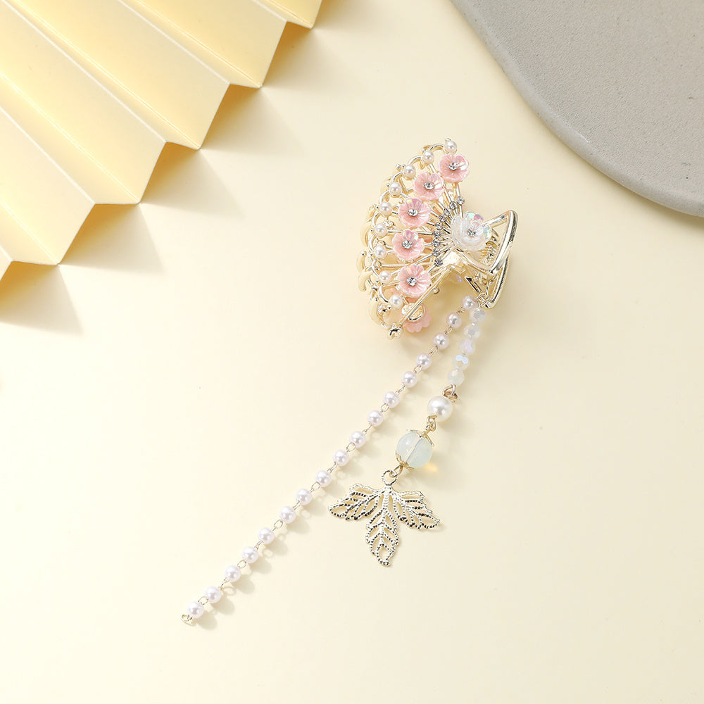 Butterfly Fan Tassel Hair Claw Clip Vintage Style Strong Grip Hair Jaw Clip