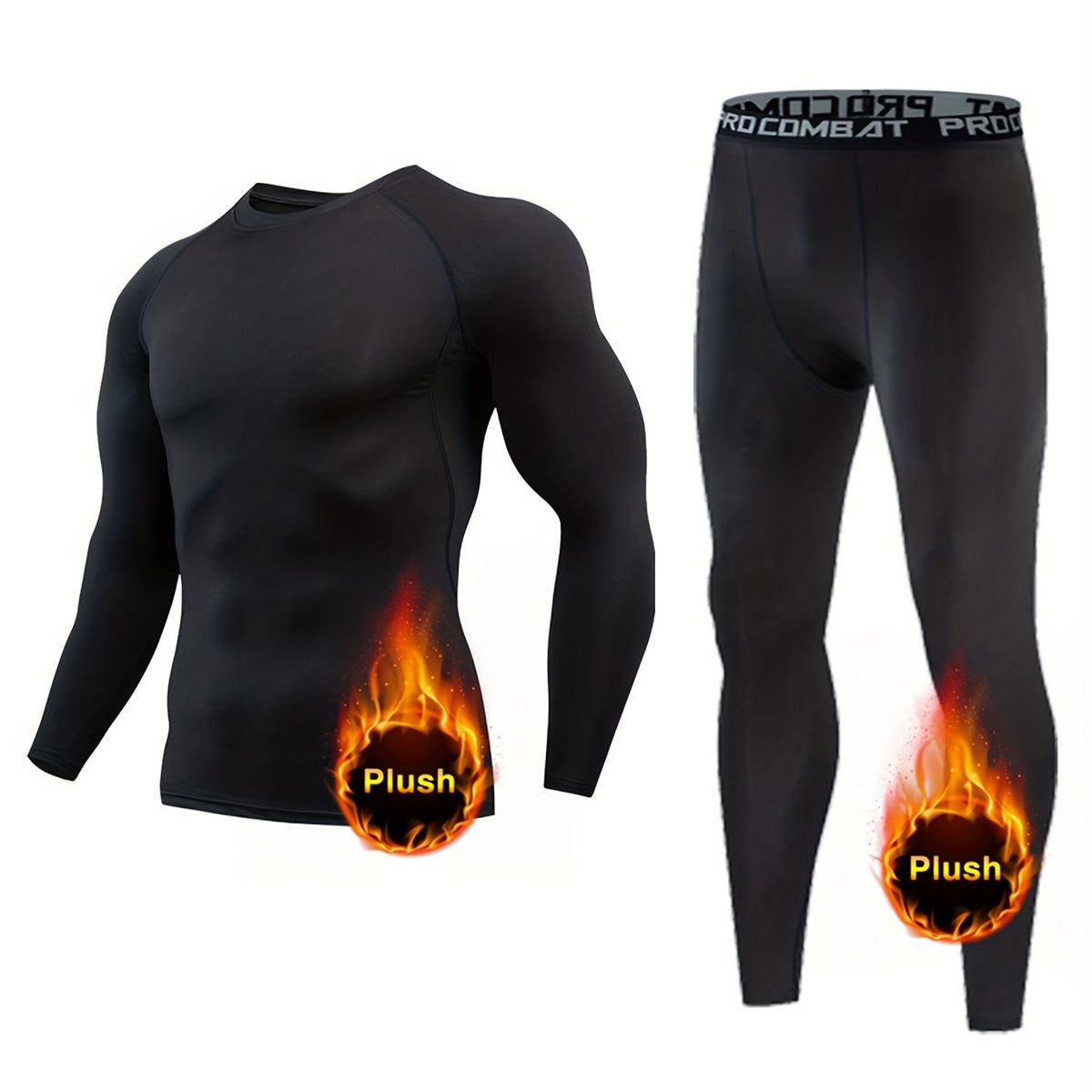 Men's Thermal Long Sleeve T-shirt & Pants Set Quick Dry Fitness Outfit