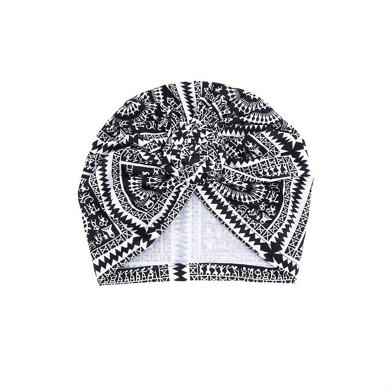 Geometric Print Turban Cap Head Wrap for Women