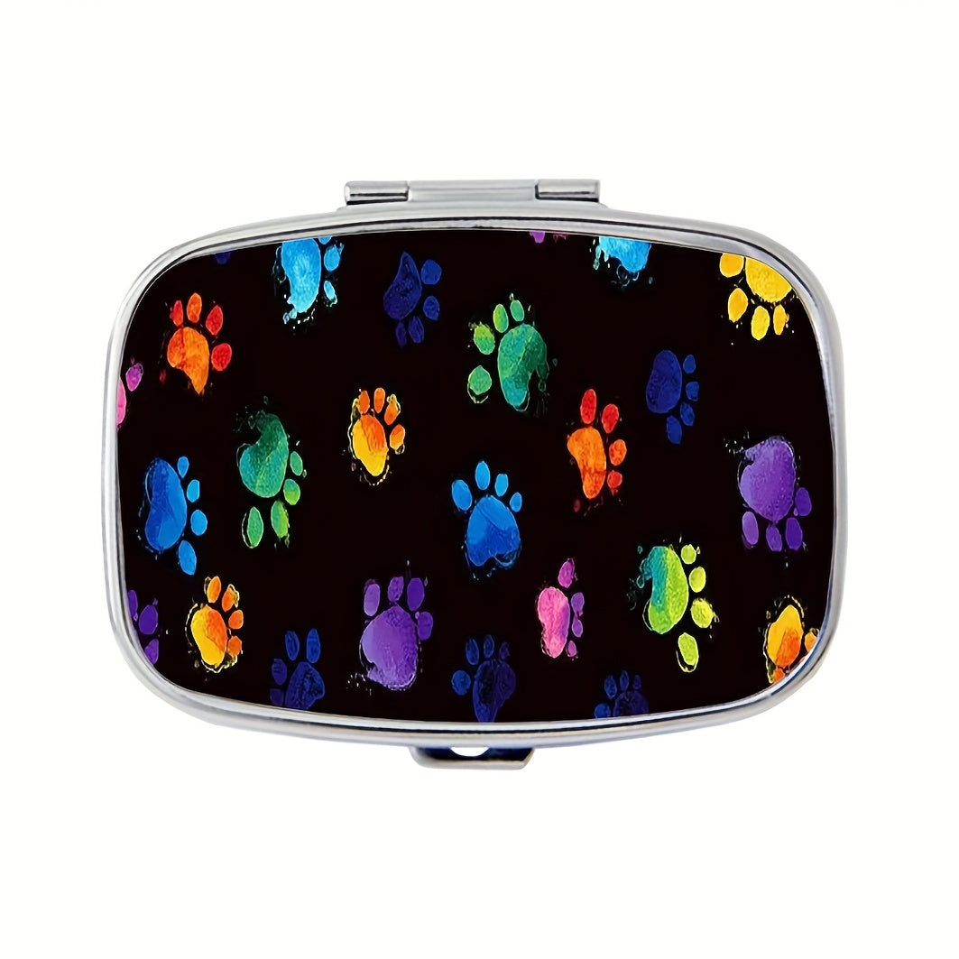 Animal Paw 2 Compartment Pill Case - Compact & Decorative Medicine Organizer
