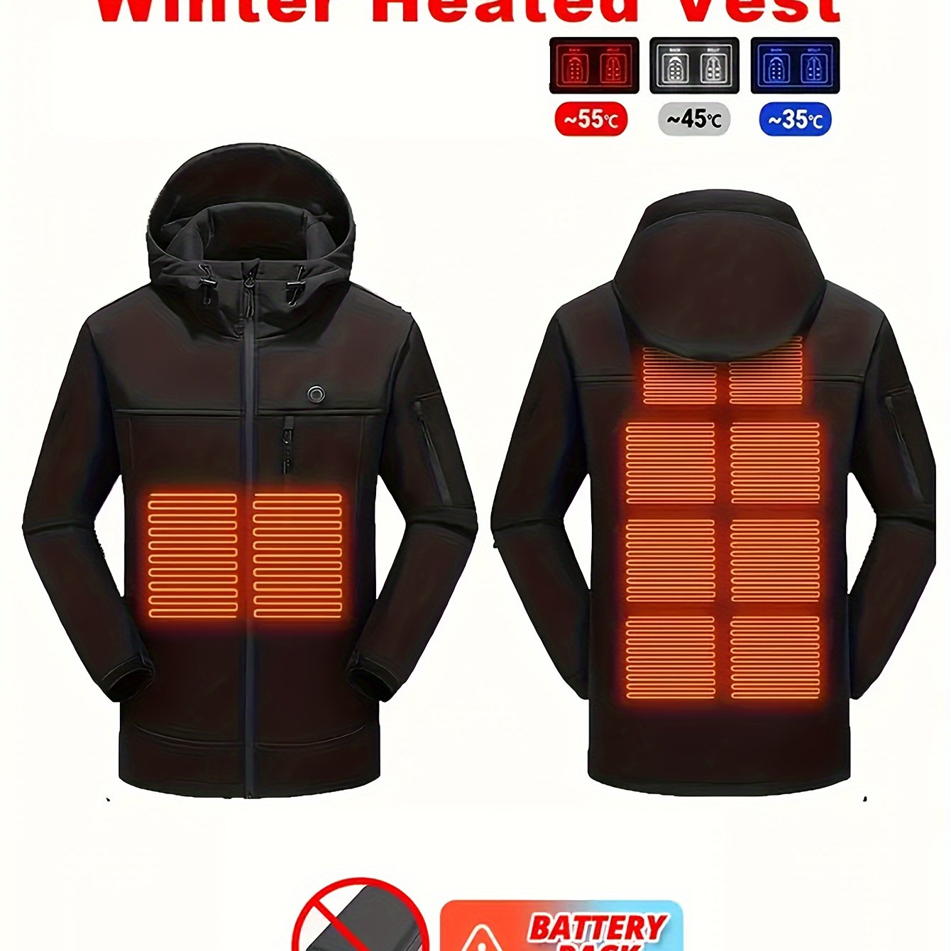 Men's Smart Heating Jacket Waterproof Windproof Coat