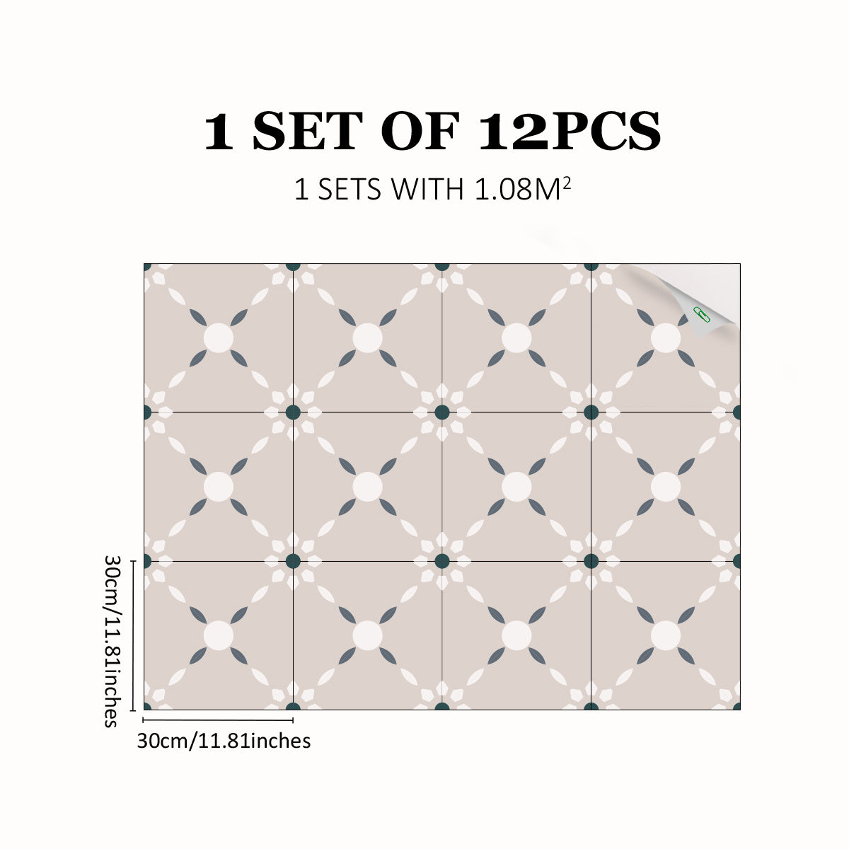 12pcs Nordic Minimalist Ceramic Tile Stickers for Kitchen Bathroom