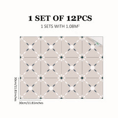 12pcs Nordic Minimalist Ceramic Tile Stickers for Kitchen Bathroom