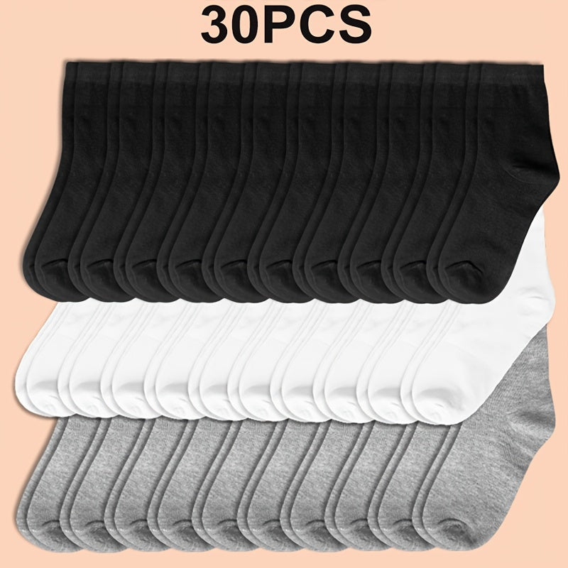 10 20 30 Pairs Solid Socks Comfy & Breathable Women's Stockings