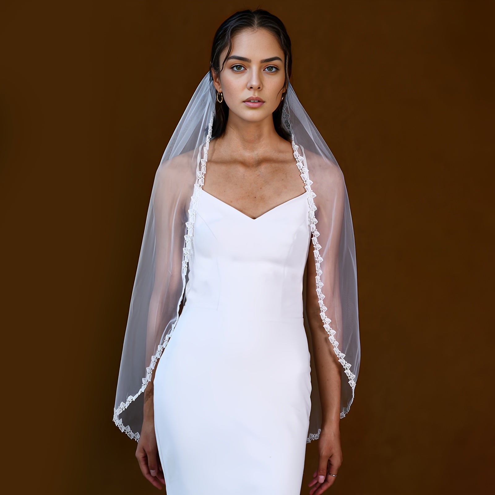 Lace Trimmed Bridal Veil Soft Nylon Wedding Accessory