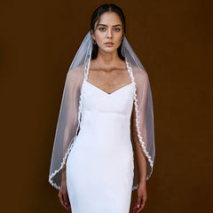Lace Trimmed Bridal Veil Soft Nylon Wedding Accessory