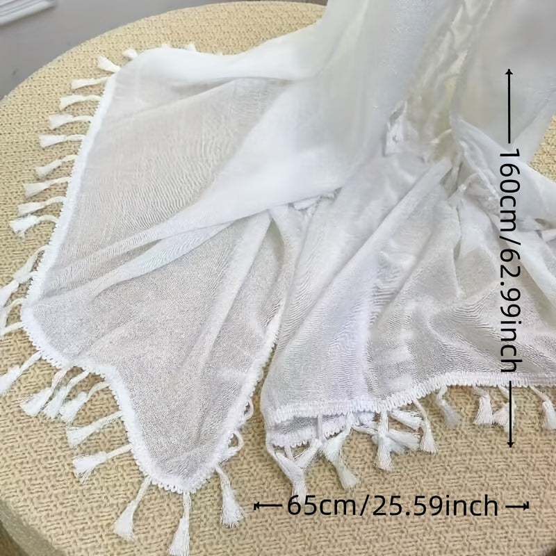 Crinkle Tassel Scarf Thin Breathable Casual Windproof Wrap