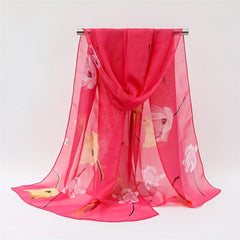 Rose Print Thin Scarf Breathable Shawl Solid Hijab Head Wraps Sunscreen