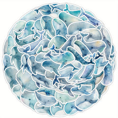 50pcs Whale Marine Organism Stickers for DIY Decoration