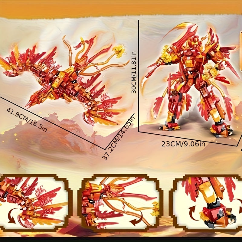 National Phoenix Nine Peacock Eagle Mech Robot Building Blocks Toy Gift 1000pcs
