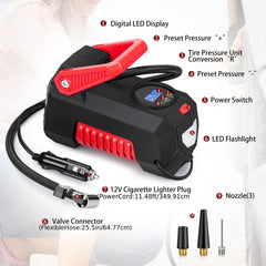 150 PSI Auto Air Compressor Tire Inflator Pump with Digital Display & Flashlight