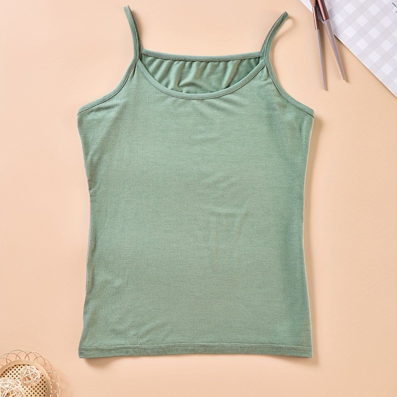 Solid Cami Top Crew Neck Sleeveless Lingerie