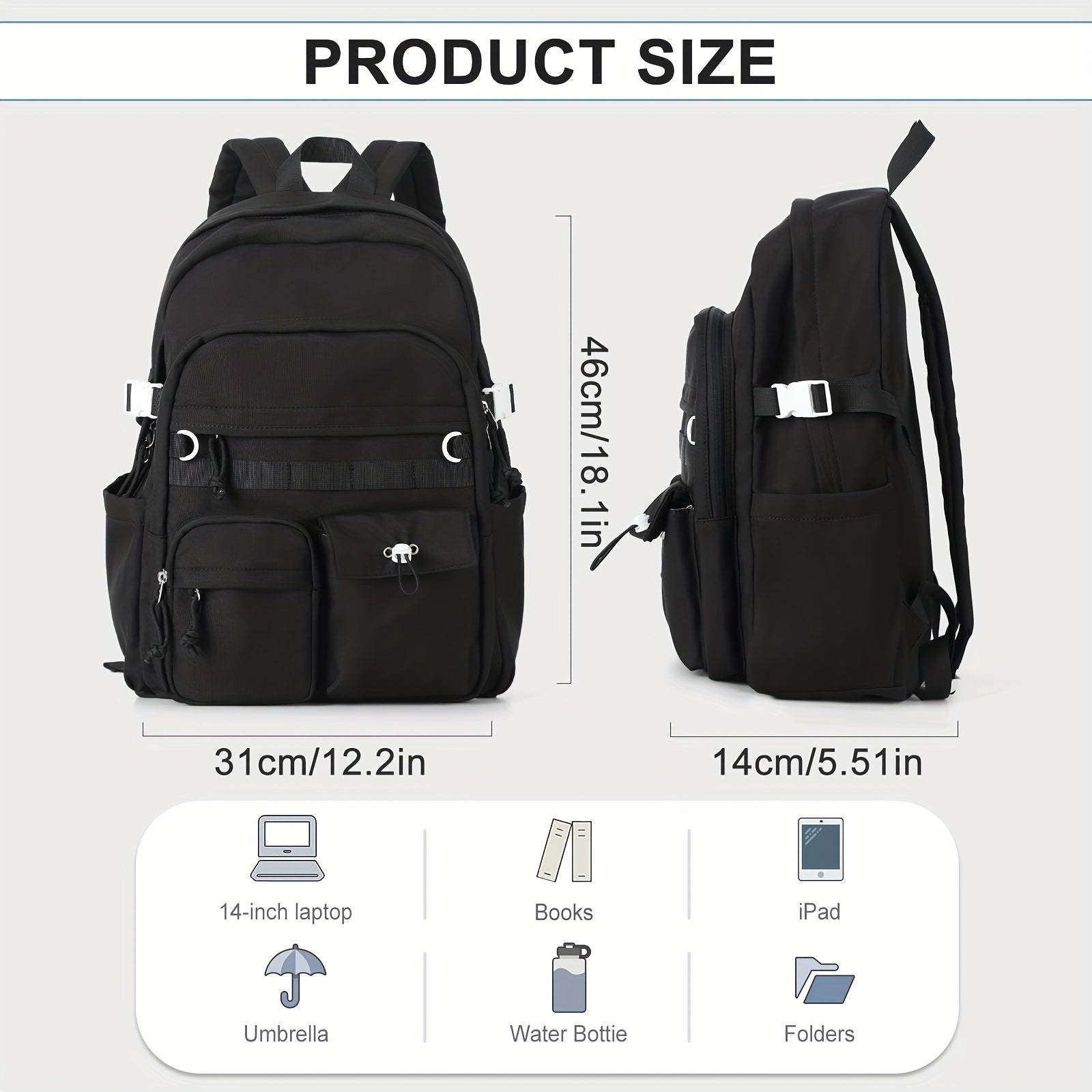 Lightweight College Laptop Backpack For Men Women Large Capacity Travel Bag