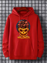 Men's Skull & Pumpkin Graphic Hoodie for Halloween