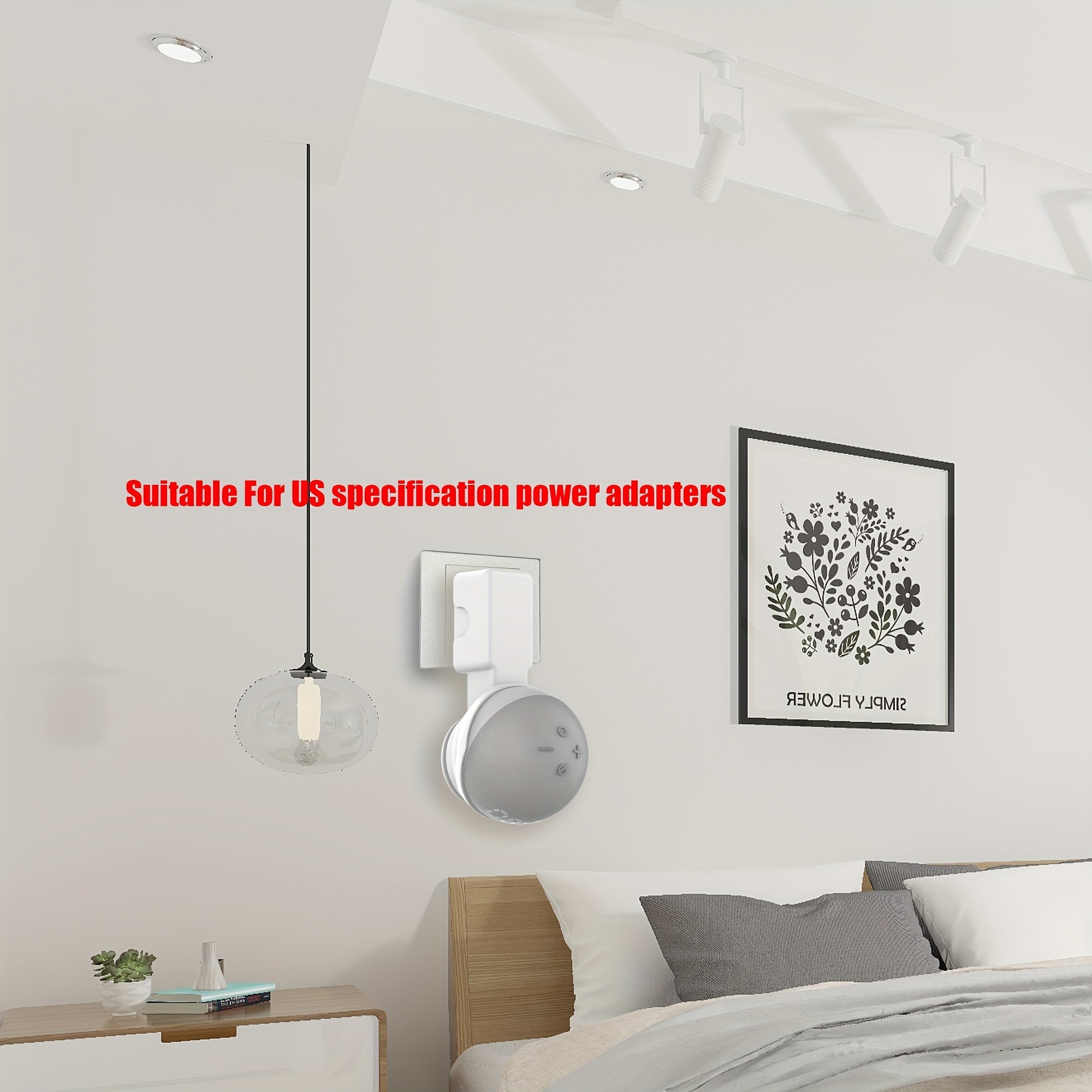 Echo Dot 4th 5th Gen Smart Speaker Wall Mount Storage Rack for US Power Adapters