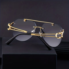 Men's Frameless Leopard Head Double Beam Sunglasses