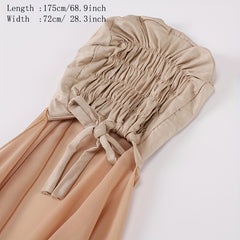 Elastic Chiffon Hijab Cap Solid Head Scarf Thin Breathable Shawl
