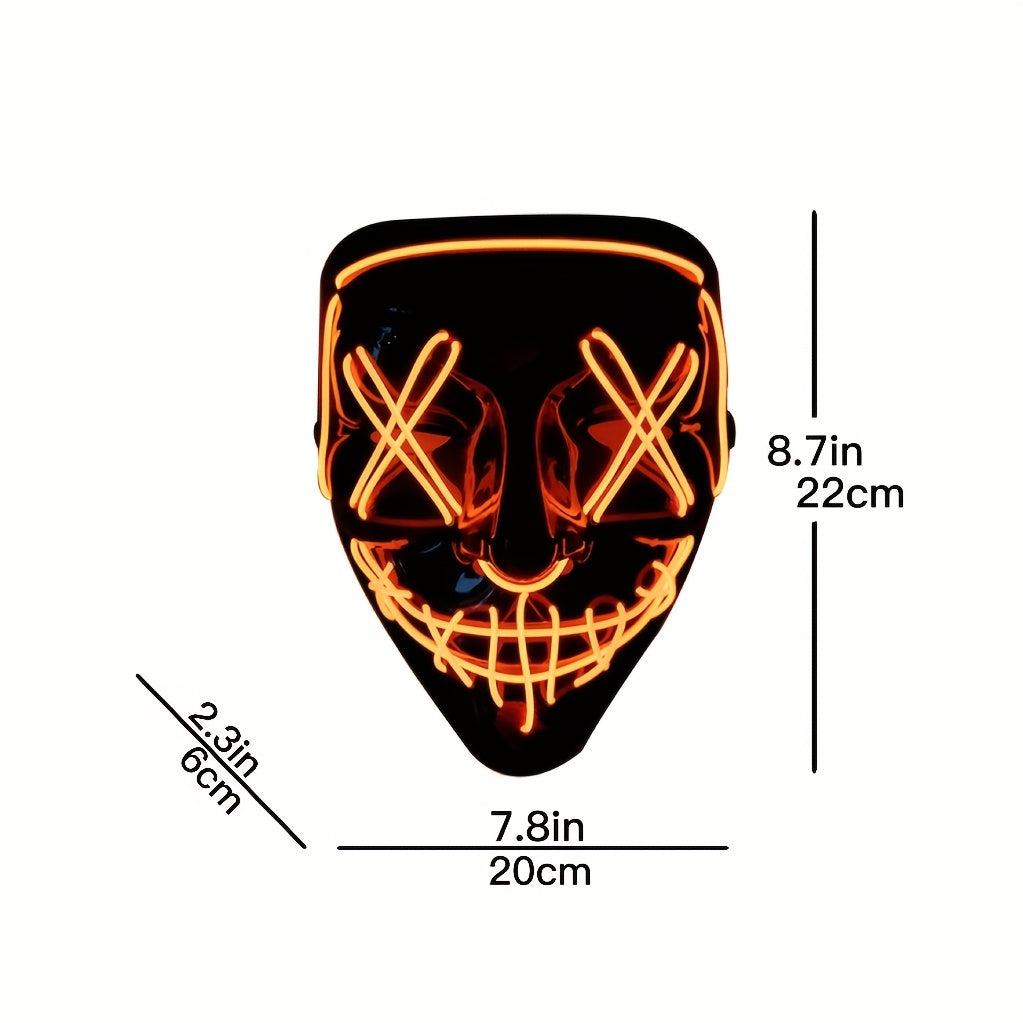 Men's Light Up Mask Led Light Up Cyberpunk Mask Halloween Dress Up Mask