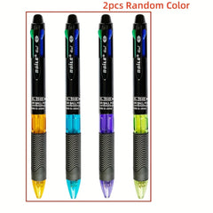 2pcs 4 in 1 Colorful Retractable Multifunction Pens for Students & Office